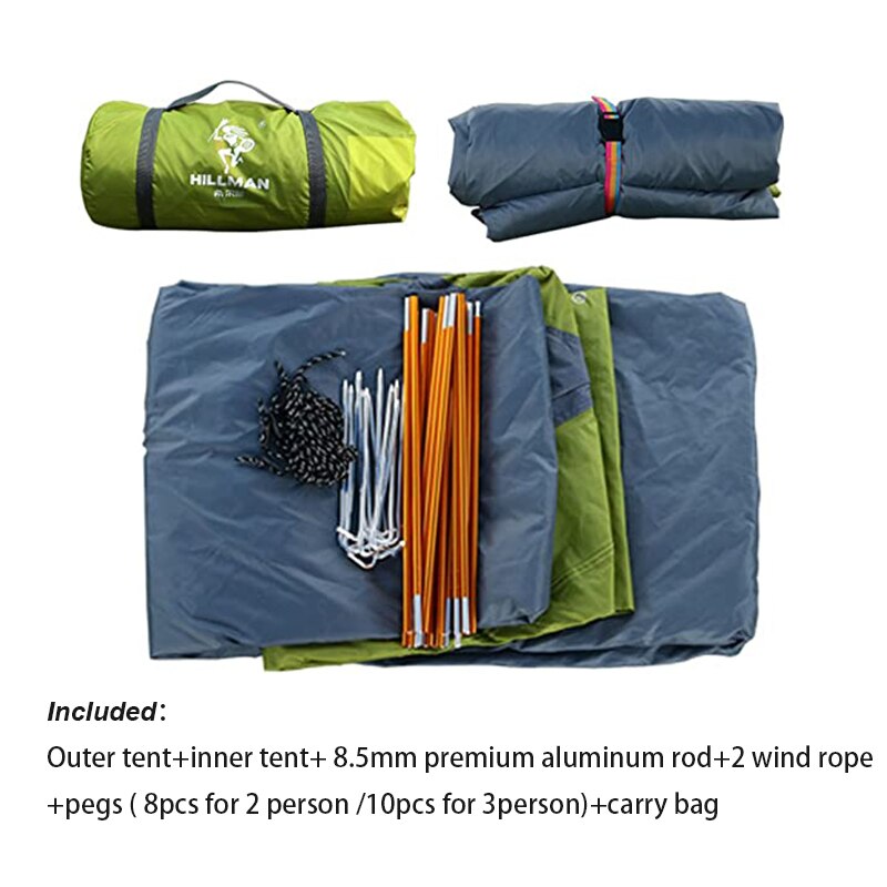 Cheap Goat Tents 3 Season Camping Tent 2 3 Person Lightweight Backpacking Windproof Two Doors Double Layer  Aluminum Rods Outdoor Family Travel   